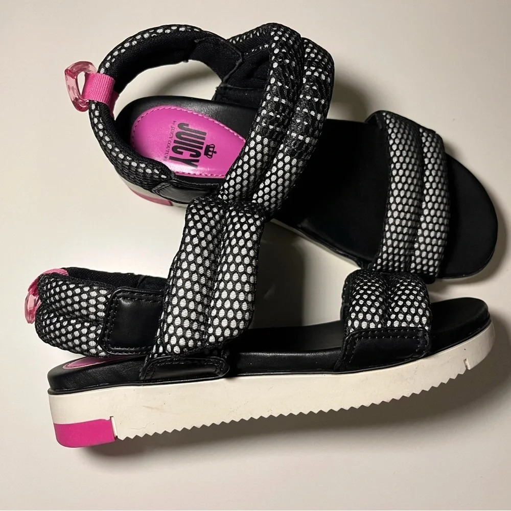 Juicy by Juicy Couture sandals, black and fuchsia, size 7.5